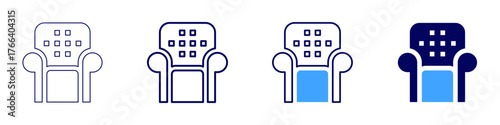 Sofa luxurious icon in 4 different styles. Thin Line, Line, Bold Line, Duotone. Duotone style. Editable stroke
