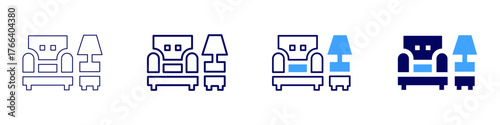 Sofa modular icon in 4 different styles. Thin Line, Line, Bold Line, Duotone. Duotone style. Editable stroke