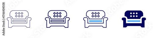 Sofa quad icon in 4 different styles. Thin Line, Line, Bold Line, Duotone. Duotone style. Editable stroke