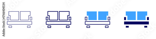 Sofa rack icon in 4 different styles. Thin Line, Line, Bold Line, Duotone. Duotone style. Editable stroke