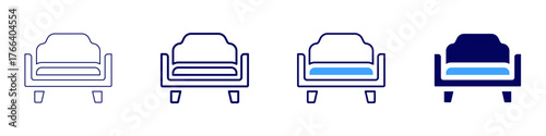 Sofa rental icon in 4 different styles. Thin Line, Line, Bold Line, Duotone. Duotone style. Editable stroke