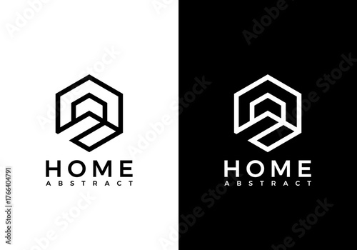 abstract house logo. home building creative architecture icon design concept	
