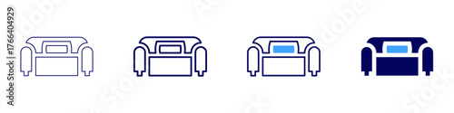 Sofa velvet icon in 4 different styles. Thin Line, Line, Bold Line, Duotone. Duotone style. Editable stroke