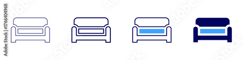 Sofa wool icon in 4 different styles. Thin Line, Line, Bold Line, Duotone. Duotone style. Editable stroke
