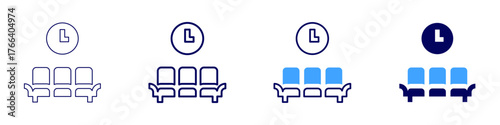 Waiting room icon in 4 different styles. Thin Line, Line, Bold Line, Duotone. Duotone style. Editable stroke