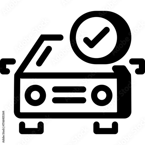 Car check icon showing approved or verified vehicle inspection