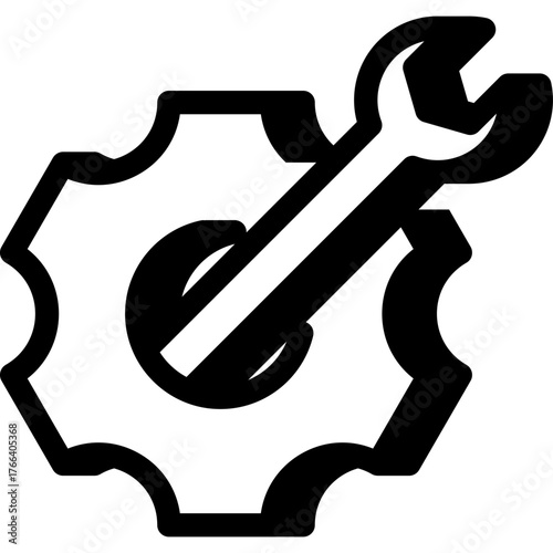Gear and wrench icon representing mechanic tools and engineering repair
