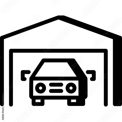 Garage icon representing car storage and repair workshop