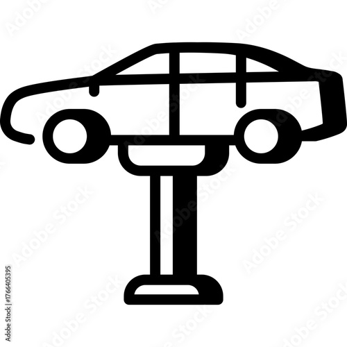 Car lift icon representing auto repair, maintenance, and inspection