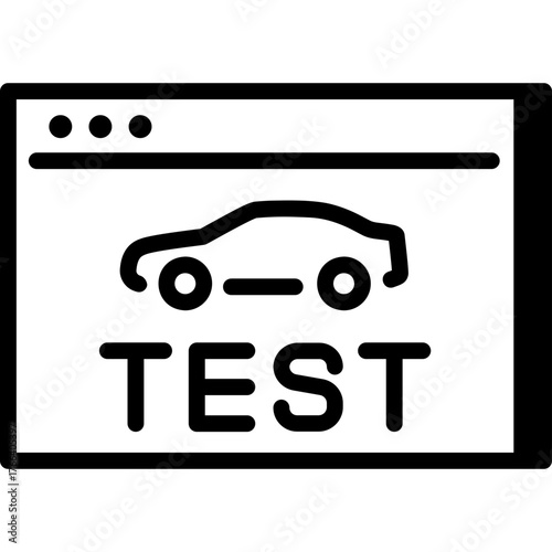 Car test icon representing vehicle inspection and diagnostics