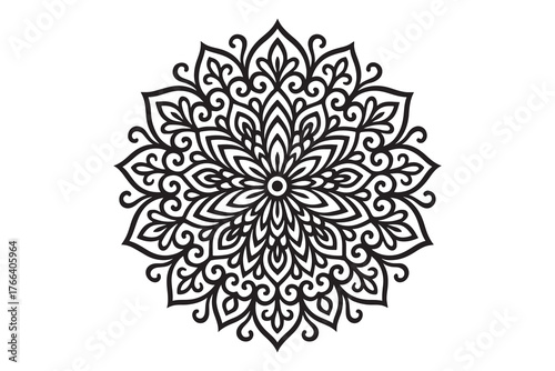 Intricate Mandala Design Vector Art - Black and White Floral Pattern