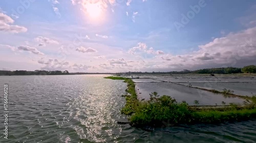 Aerial View of Sutami Dam Karangkates with Floating Fish Farms, East Java