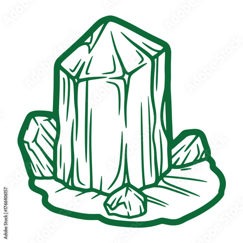 Vector illustration of a green doodle crystal depicting a mineral stone element