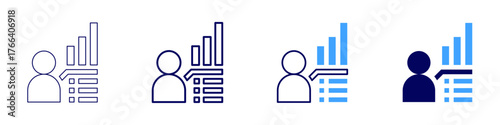 Multiple regression icon in 4 different styles. Thin Line, Line, Bold Line, Duotone. Duotone style. Editable stroke