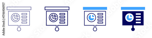 Sampling distribution icon in 4 different styles. Thin Line, Line, Bold Line, Duotone. Duotone style. Editable stroke