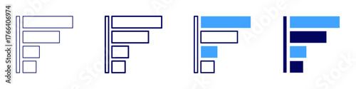 Statistics analysis icon in 4 different styles. Thin Line, Line, Bold Line, Duotone. Duotone style. Editable stroke
