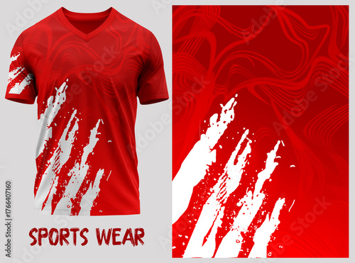 jersey design, jersey texture, sports wear, jersey design for Sublimation print
T-shirt V-neck  Short sleeve. With knit jersey fabric and rib neck texture ( 3d rendered ) 