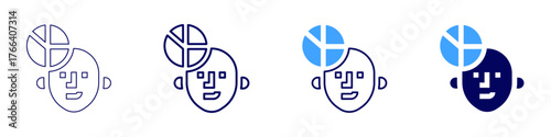 Statistics review icon in 4 different styles. Thin Line, Line, Bold Line, Duotone. Duotone style. Editable stroke
