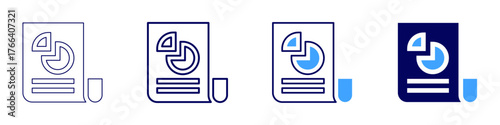 Statistics software icon in 4 different styles. Thin Line, Line, Bold Line, Duotone. Duotone style. Editable stroke