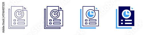 Statistics summary icon in 4 different styles. Thin Line, Line, Bold Line, Duotone. Duotone style. Editable stroke