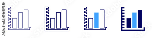 Statistics textbook icon in 4 different styles. Thin Line, Line, Bold Line, Duotone. Duotone style. Editable stroke