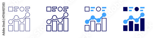 Statistics tricks icon in 4 different styles. Thin Line, Line, Bold Line, Duotone. Duotone style. Editable stroke