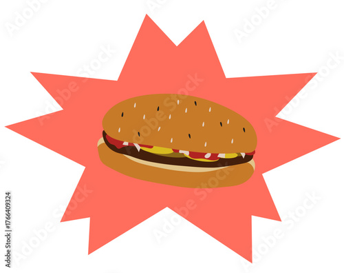 burger on a red background,