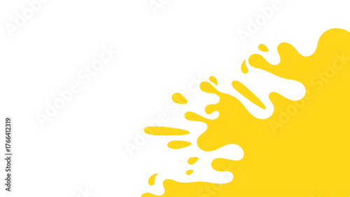 Illustration of a yellow liquid splash on a white background. Abstract wavy background. Illustration of liquid products such as cheese, syrup, paint, jelly or jam