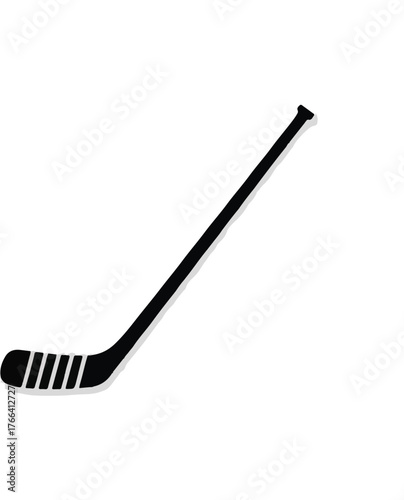 Black and white ice hockey stick vector graphic for sports equipment and winter game design elements