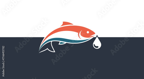 Stylized Fish with Water Droplet Logo Design.