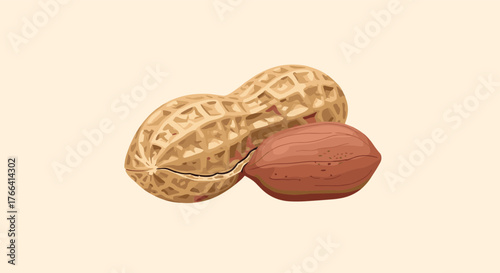 A delicious peanut with a tan shell is displayed next to a vibrant red nut, creating a tempting image for snack enthusiasts.