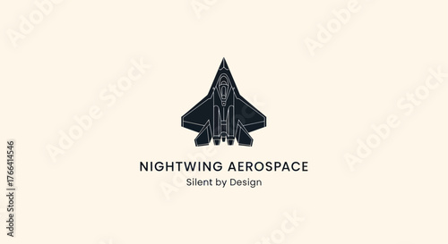 Nightwing Aerospace Logo Design with Fighter Jet Illustration.