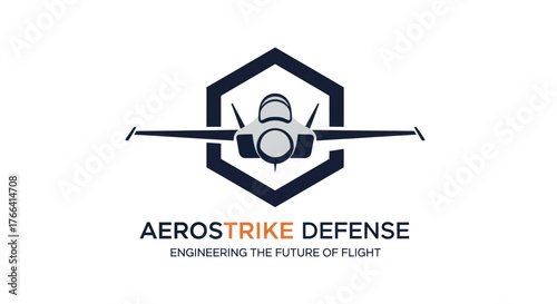 Modern Fighter Jet Emblem for Aerostrike Defense Company.