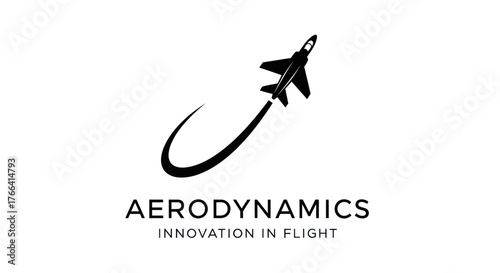 Aerodynamics Logo Featuring a Jet Ascending with a Curved Trajectory.