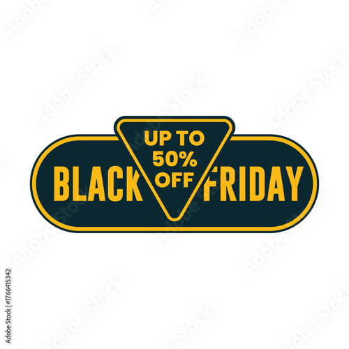 Vector label design for Black Friday sale promotion isolated on white background
