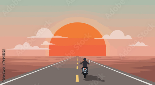 Motorcyclist Sunset