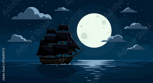 Pirate Ship at Night
