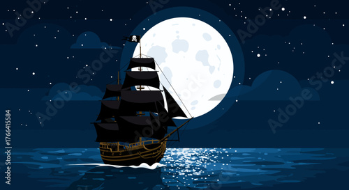 Pirate Ship at Night