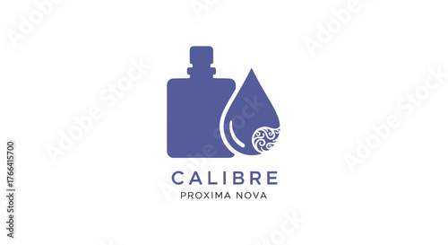 Calibre Proxima Nova Logo with Bottle and Water Drop.
