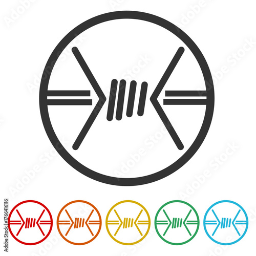 Barbed wire logo icon. Set icons in color circle buttons