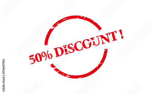 50% DISCOUNT ! - Red Rubber Stamp With text 50% DISCOUNT !
