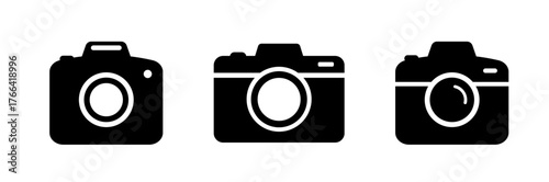 Camera icon set. Photo camera in flat style. Camera symbol.