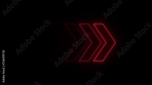 Animated neon right arrow. Right arrow isolate motion. direction arrow icon. arrow pointing right 4k video.	