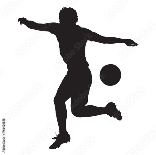 Soccer Player Silhouette Vector on White Background.