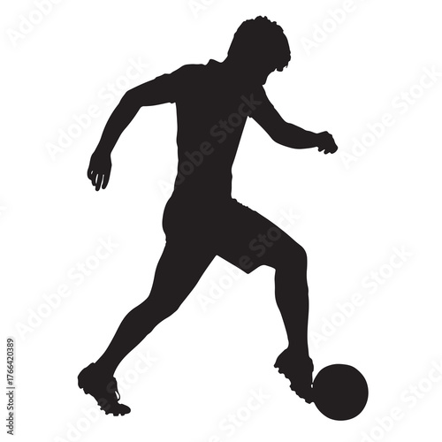 Soccer Player Silhouette, Vector Illustration Isolated on White Background.