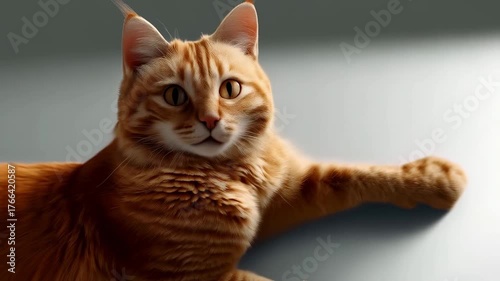 Playful Ginger Cat Pawing Upwards