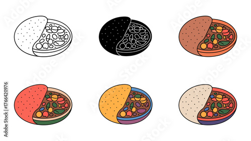 Vector art of set of pomegranate icons in different styles and color variations