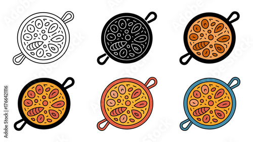 Vector art of set of pizza icons in different colors