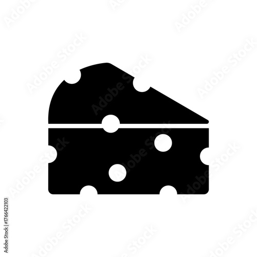 Cheese slice dairy food cheddar flat black icon
