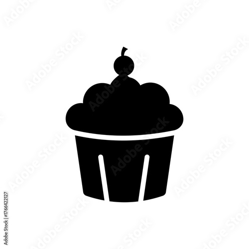 Cupcake dessert pastry sweet bakery flat black icon
